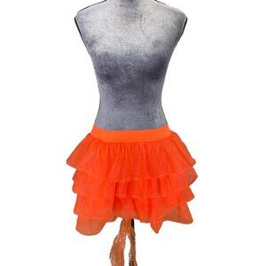 Spirit Halloween Orange Layered Tulle Ruffle Skirt Adult XL Polyester Costume Ac